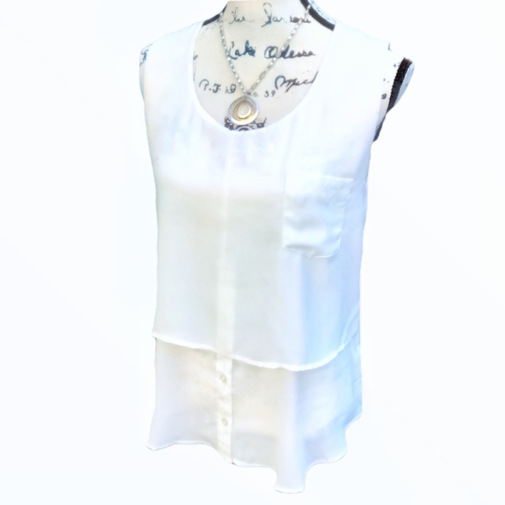 MINE cute double layer, white sleeveless top NWOT